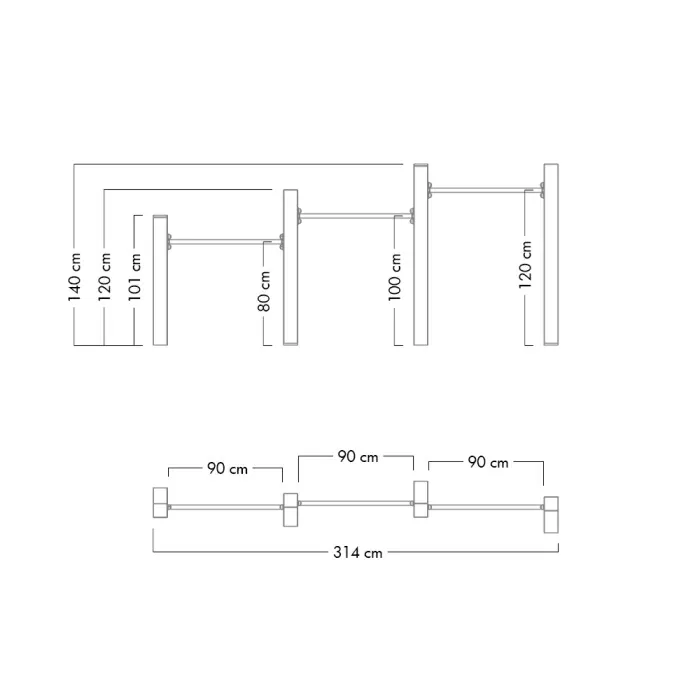Powerbar Turnreck GIANT -3 Reckstangen-Edelstahl  613979